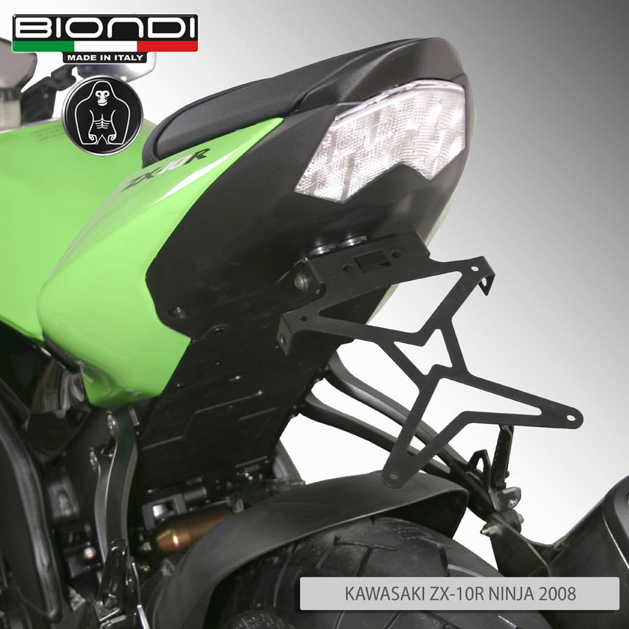 Biondi Portatarga Moto Regolabile Acciaio Nero Kawasaki ZX-10R/ZX-6R Ninja - 8901012