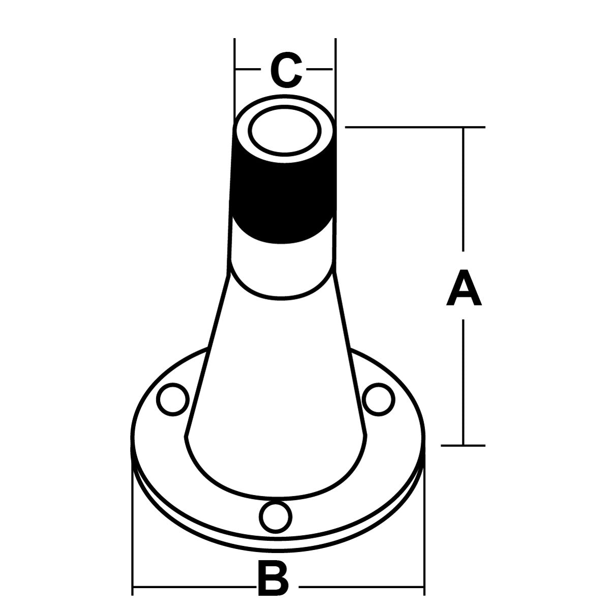 Trem Festfuß AISI 316 A mm 100 A mm 100 B Durchmesser 80 mm C Durchmesser 25 mm