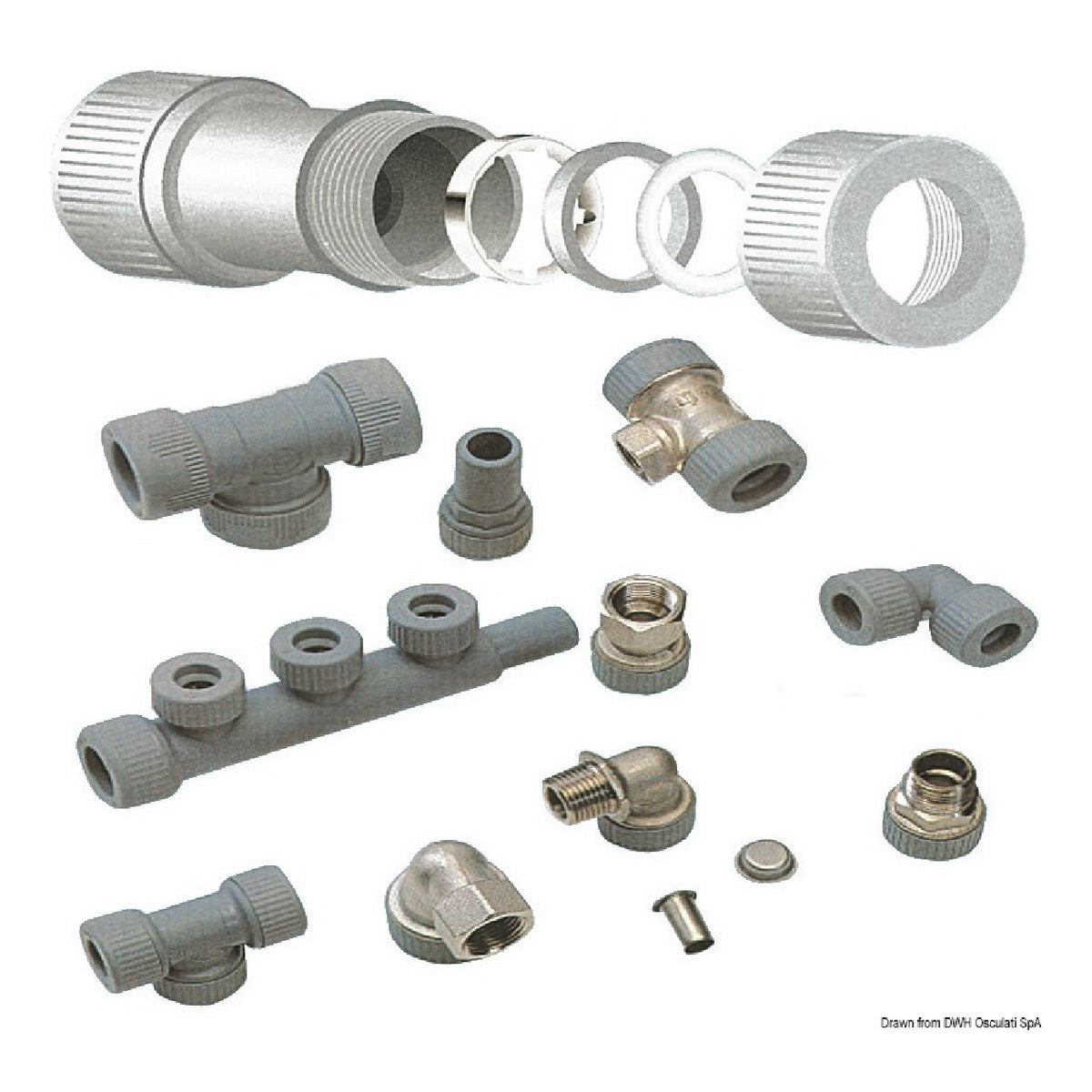 Osculati Sistema Hydrofix di raccordi per impianti idrici, adatti per temperatura massima 70 22 mm 17.117.01 - AmerigoStore