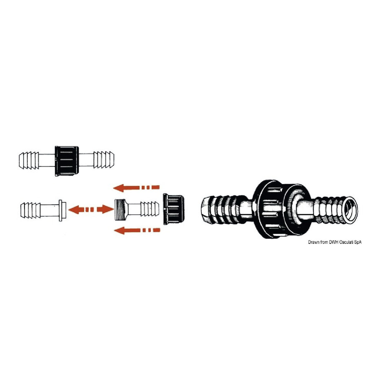 Accesorio cilíndrico de nailon Osculati para tuberías de agua 17.205.12