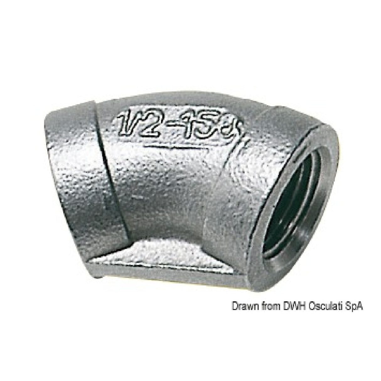 Osculati 45mm Edelstahl-Winkelstück, Innengewinde/Innengewinde, 17.220.01