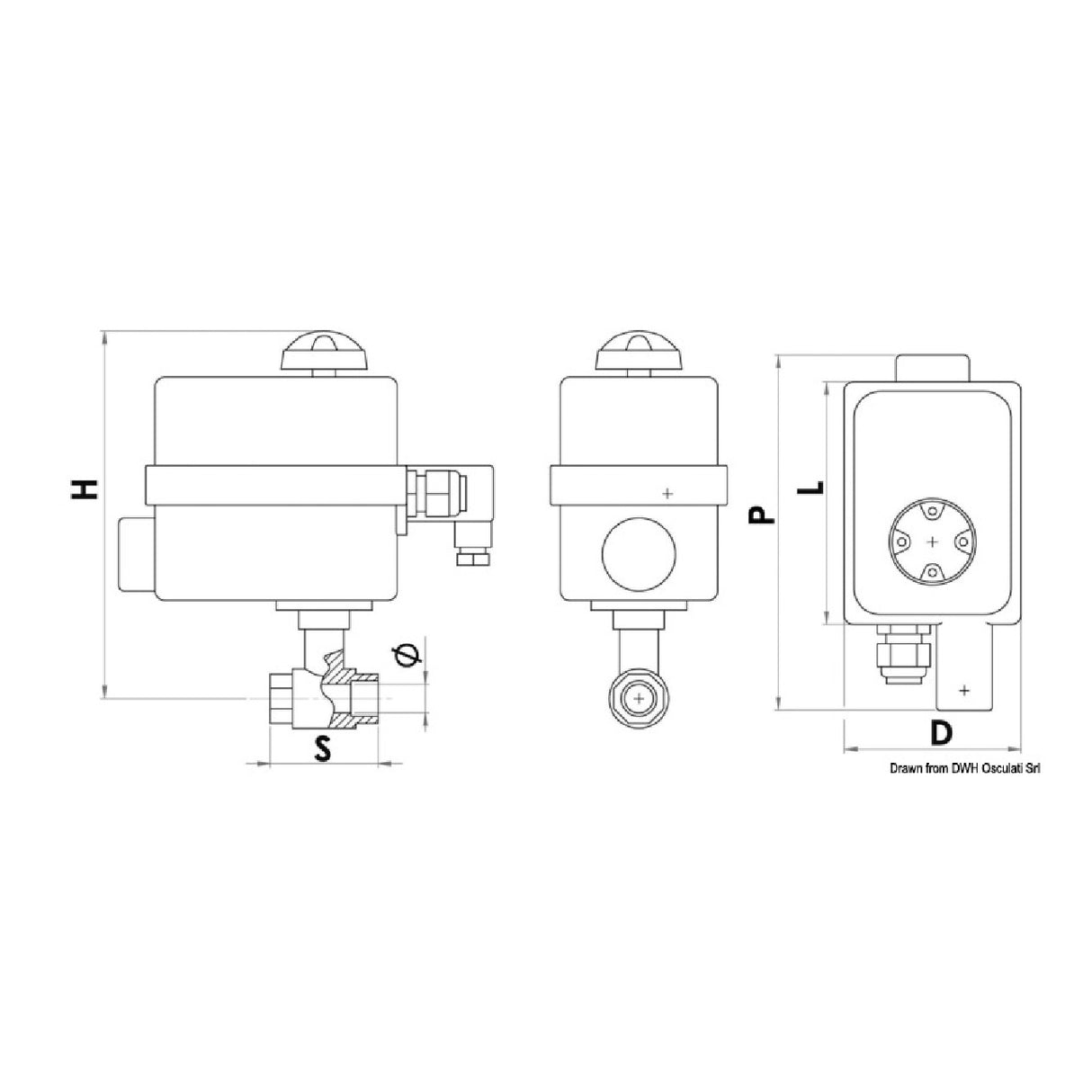 Válvula de bola Osculati PN40 con control remoto y panel 17.240.02