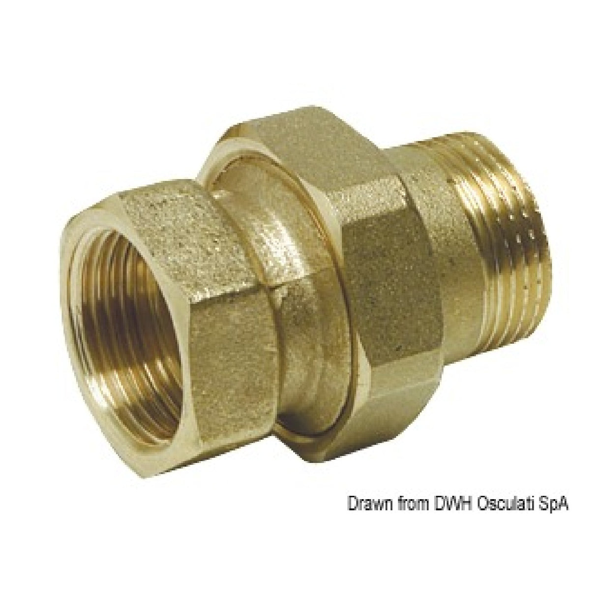 Osculati Raccordo diritto 3 pezzi con cannotto e tenuta sfero-conica e o-ring 17.273.00