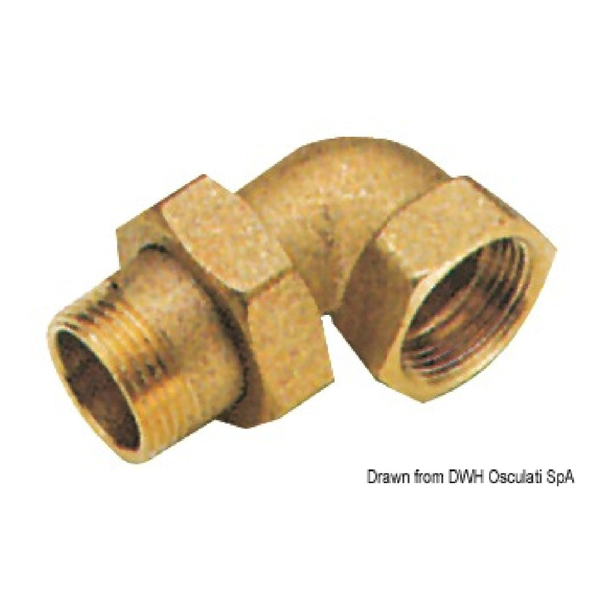 Osculati 3-teiliges 90°-Verschraubungsstück (Außen-/Innengewinde) mit sphärisch-konischer Dichtung und O-Ring 17.274.00