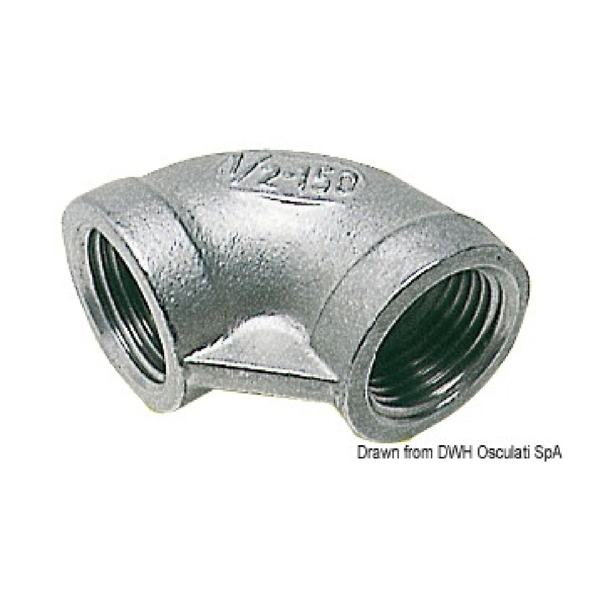 Osculati 90° Edelstahl-Winkelstück, Innengewinde/Innengewinde 17.326.01