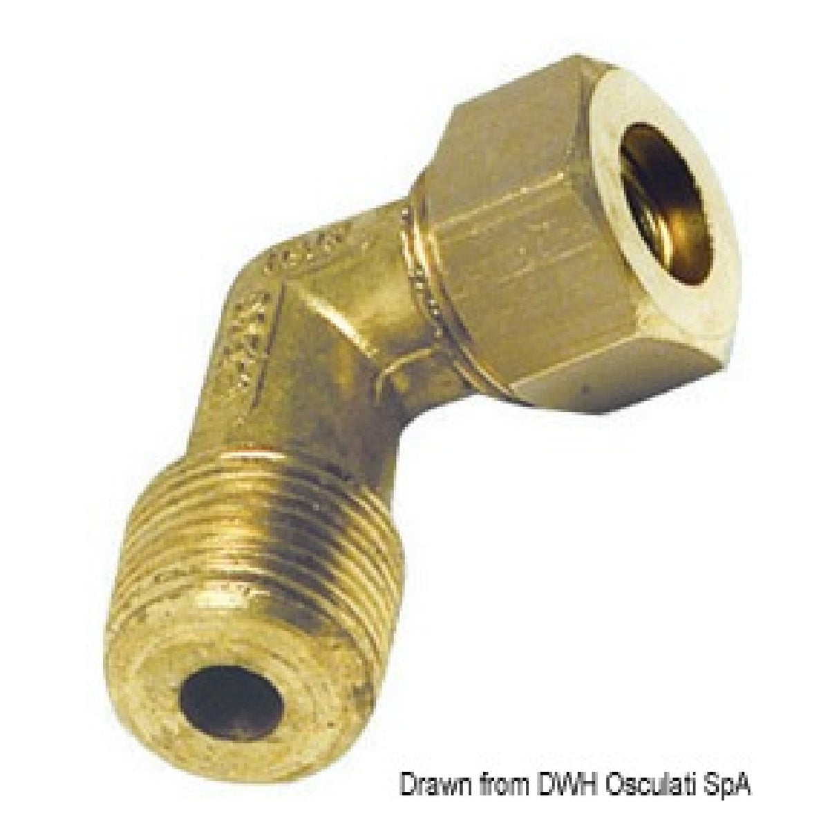 Osculati Raccordo a 90 compressione in ottone per tubo in rame con tenuta Bicono Ottone 17.409.01