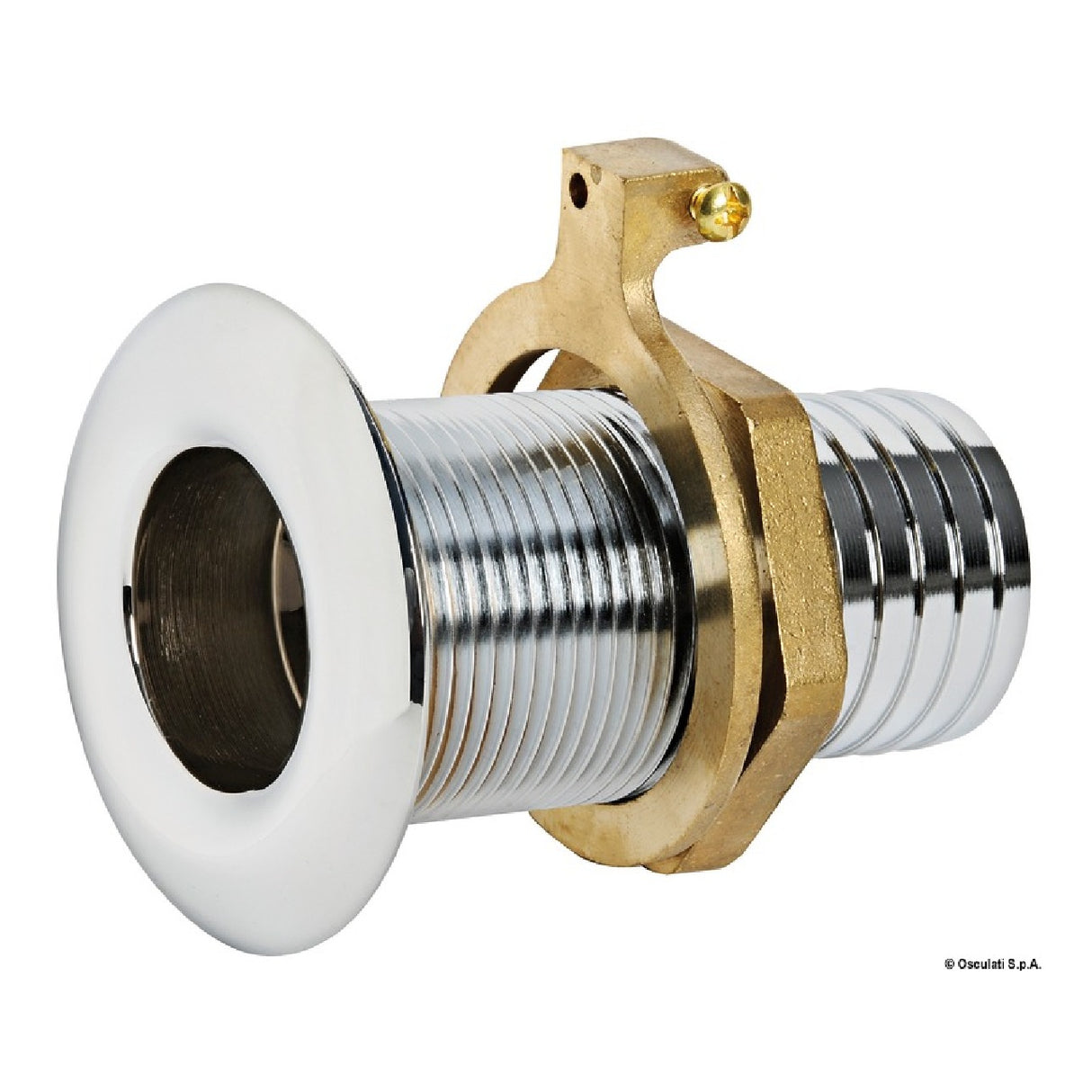 Osculati Seeventil mit abgerundetem Kopf, mit verchromtem Messing-Schlauchanschluss 17.423.00