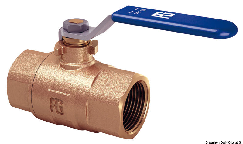 Guidi FF bronze ball valve, total bore 2 1/2 inches
