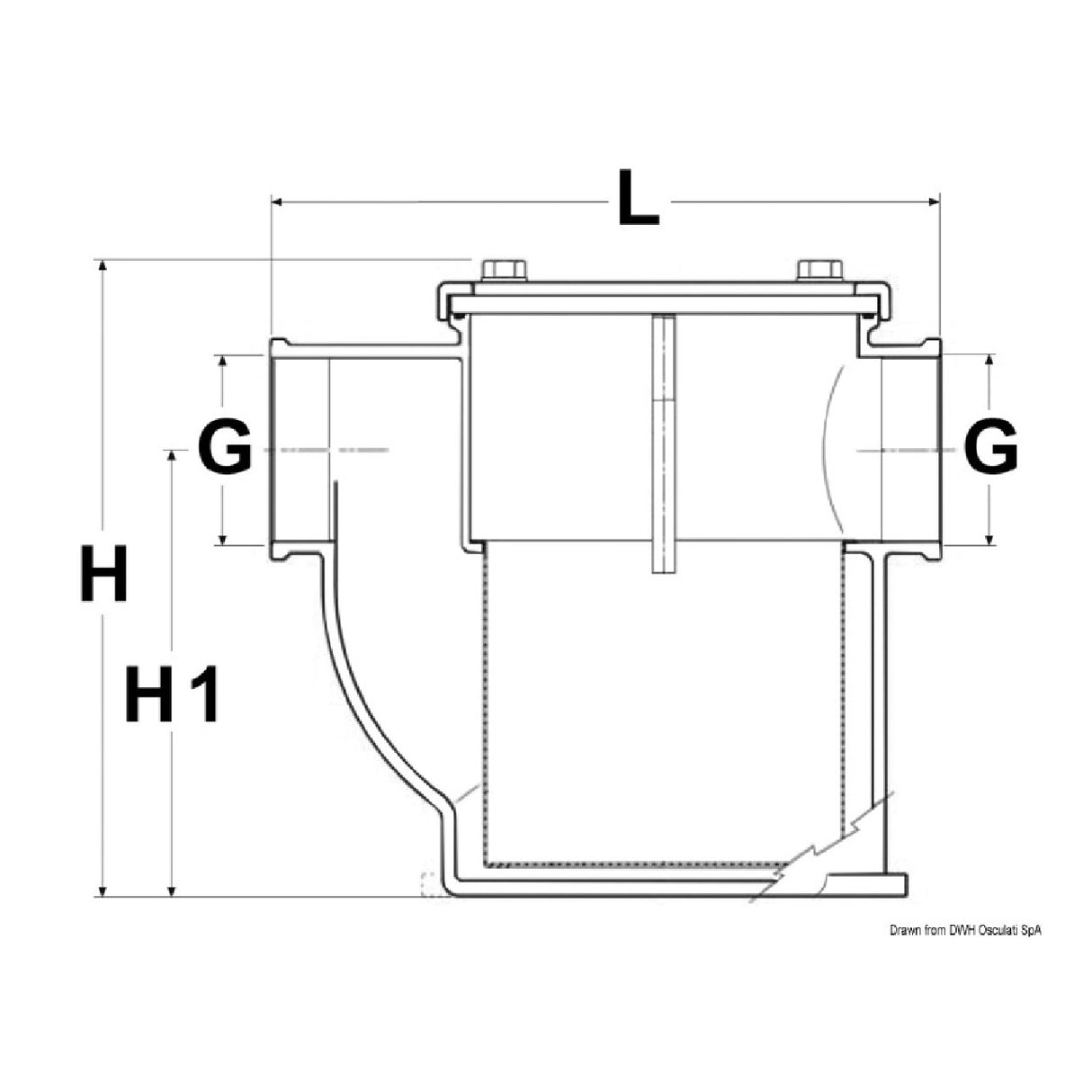 Filtro especial Osculati para refrigeración por agua 17.654.00