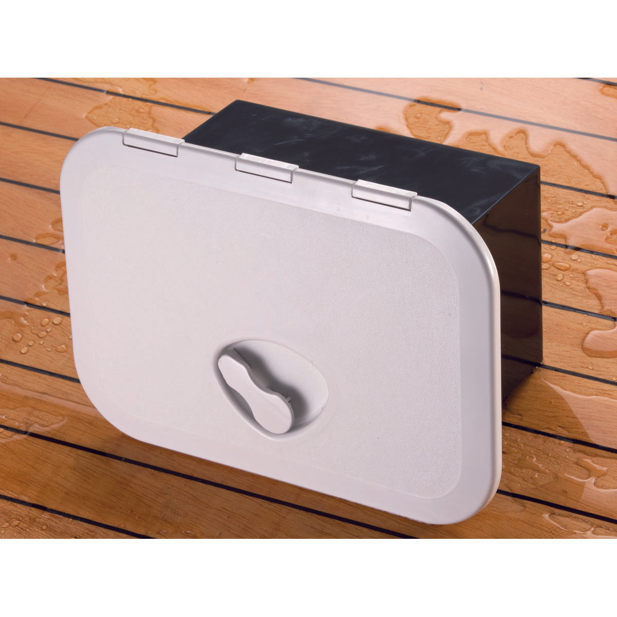 Octopussy Line Waterproof walk-in hatch in AAS HD 270x375 mm cream color 9010 with container