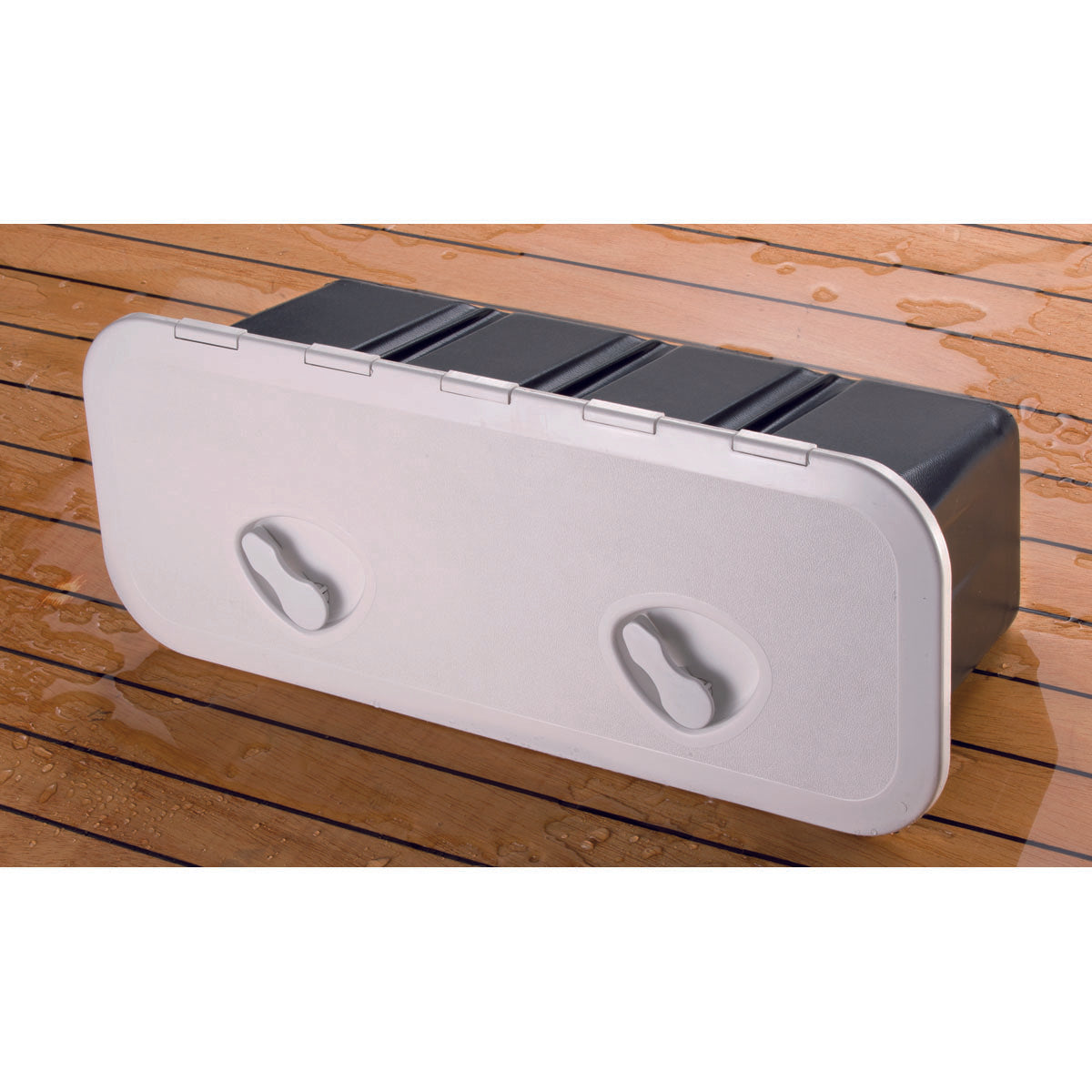 Octopussy Line Waterproof walk-in hatch in AAS HD 243x607 mm cream color 9010 with container