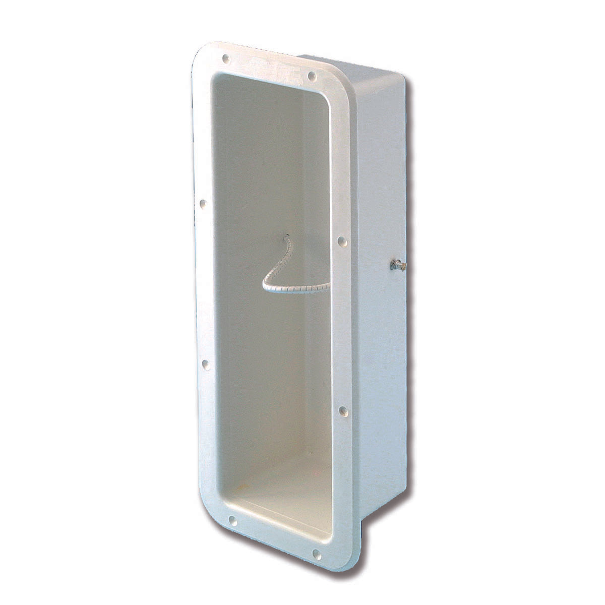 Trem Niche fire extinguisher holder with elastic retaining strap