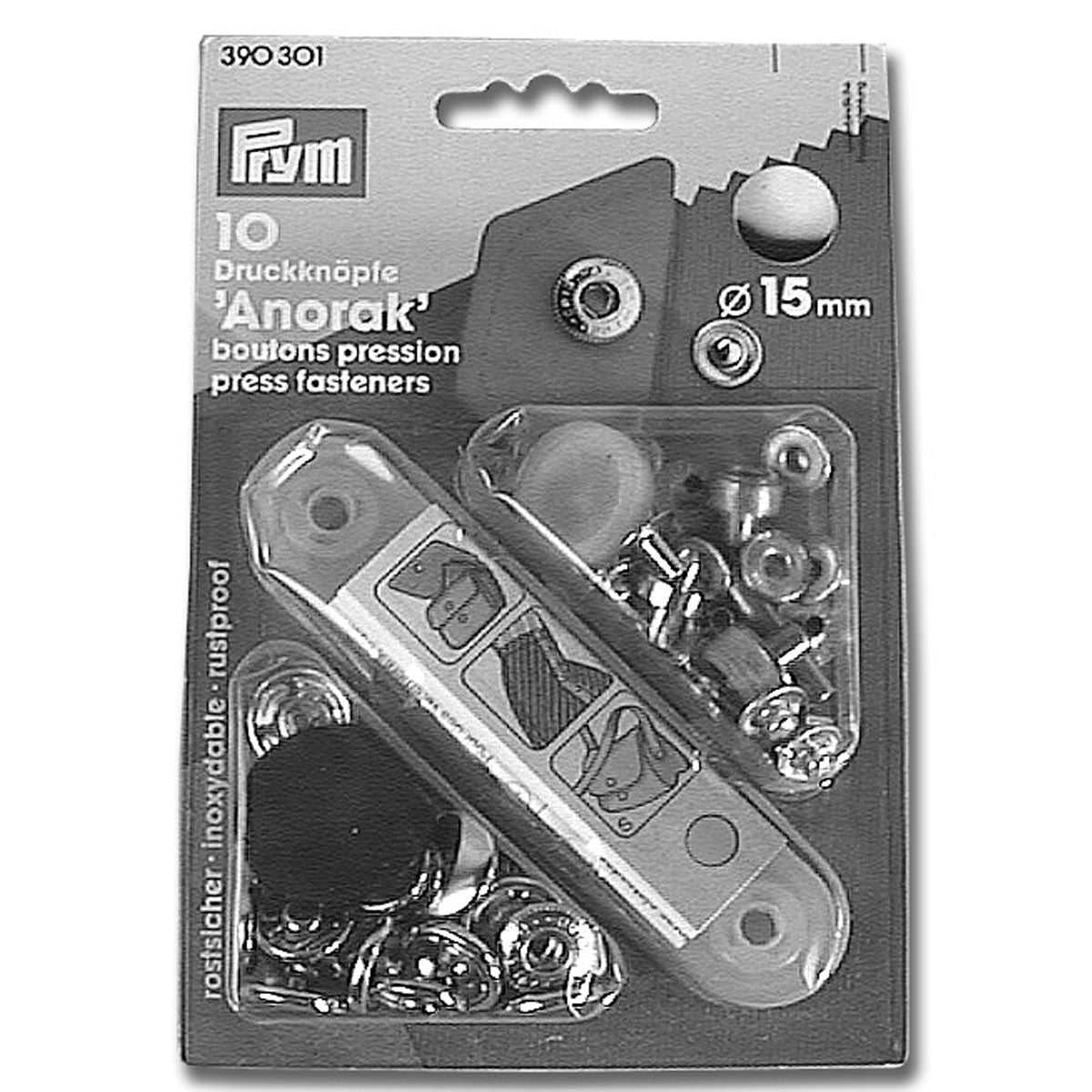Botones de remache niquelados Trem, diámetro 15 mm, paquete de 10 juegos