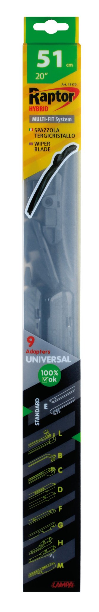 Lampa Raptor Hybrid, spazzola tergicristallo - 51 cm (20") - 1 pz 19170
