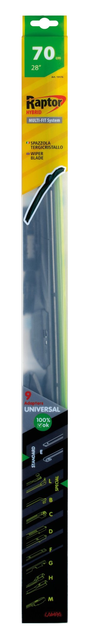 Lampa Raptor Hybrid, spazzola tergicristallo - 70 cm (28") - 1 pz 19176