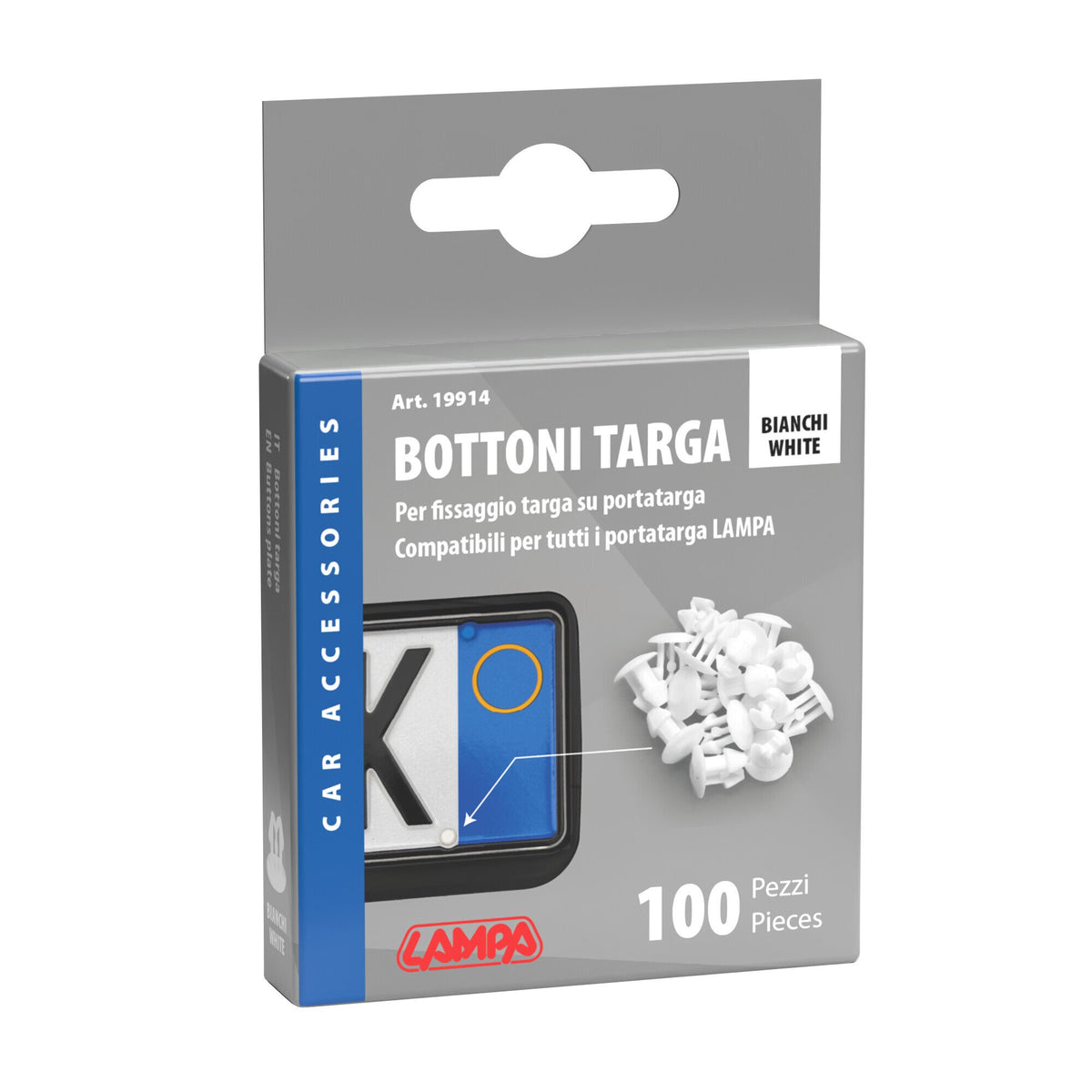 Lampa Bottoncini Fissaggio Targa per Portatarga - Conf. da 100 pz