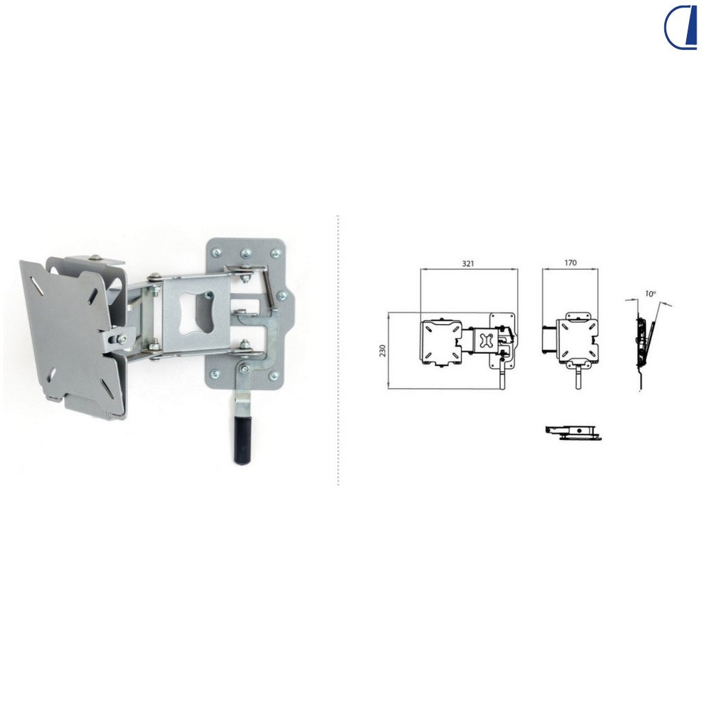 Di-Tec Supporto TV a braccio mini orientabile con auto lock, portata 6 kg