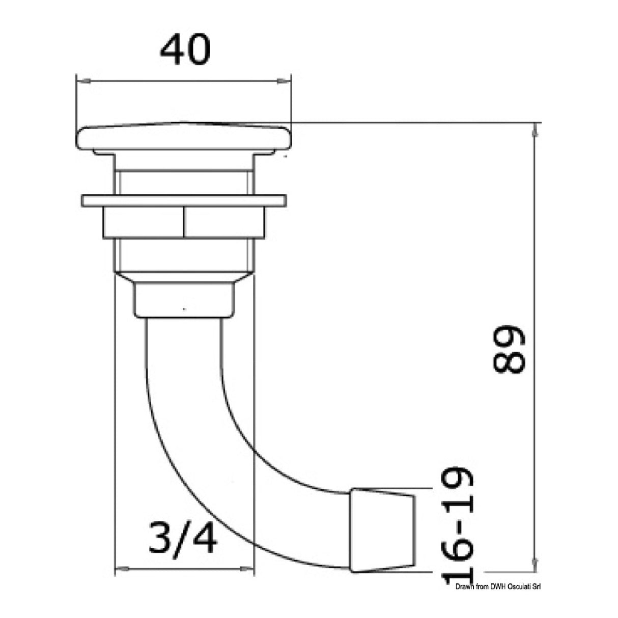 Ventilación de combustible de latón cromado Osculati Full Flush 90 20.274.16