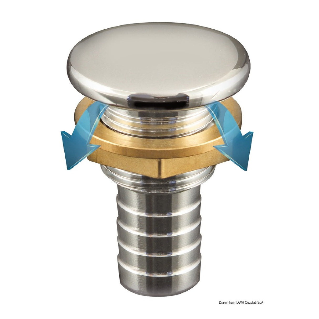 Osculati Sfiato carburante in ottone cromato Full Flush dritto 20.275.16