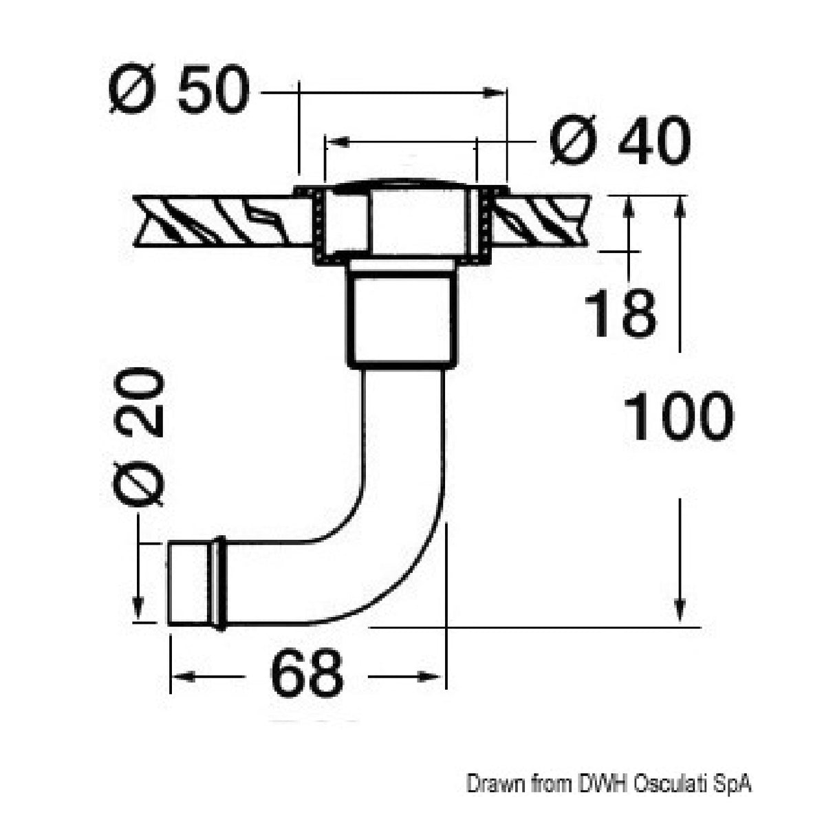 Osculati Flush chromed brass fuel vent 90 20.285.01