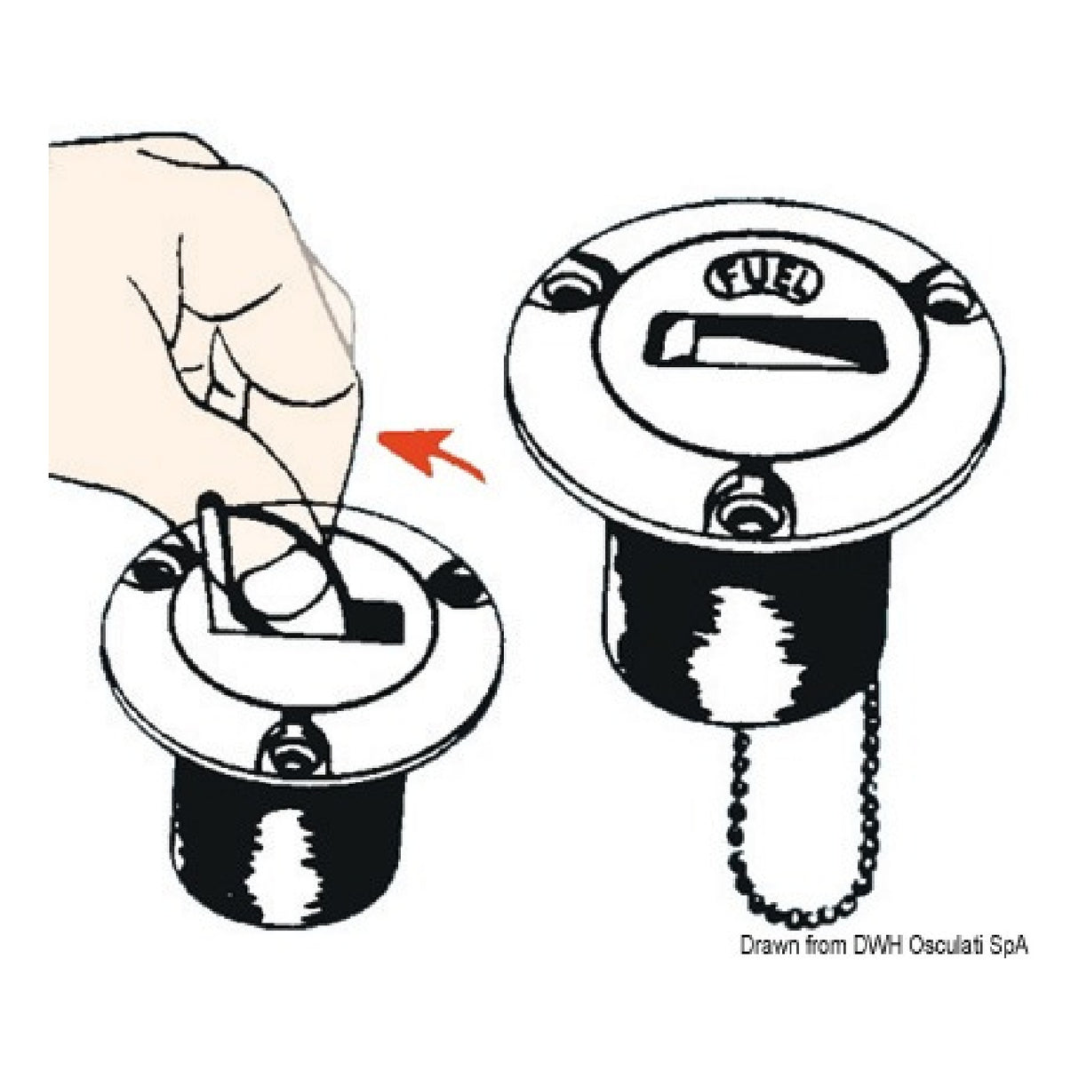 Osculati Chromed brass flush-fitting utility cap with tilt opening 20.367.00