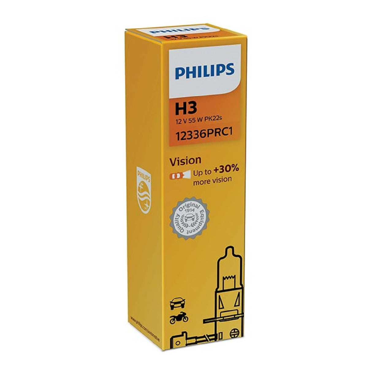 Philips H3 Vision Halogen-Ersatzlampe - 12V 55W PK22s