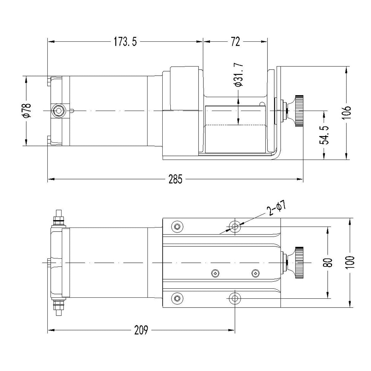 Trem Elektrische Winde zum Ziehen von Kabeln mit einem Durchmesser von 4 mm und einer Länge von 8 m.