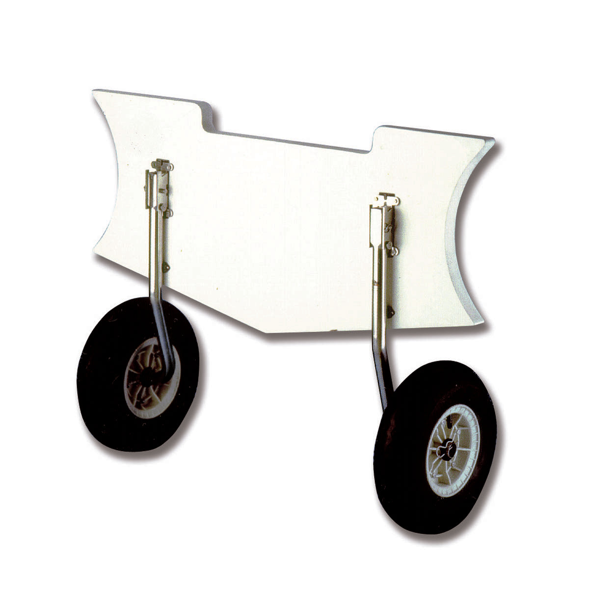 Ruedas de arrastre para embarcación inflable modelo Trem Tipping. Diámetro del tubo: 30 mm. Diámetro de las ruedas: 360 mm.