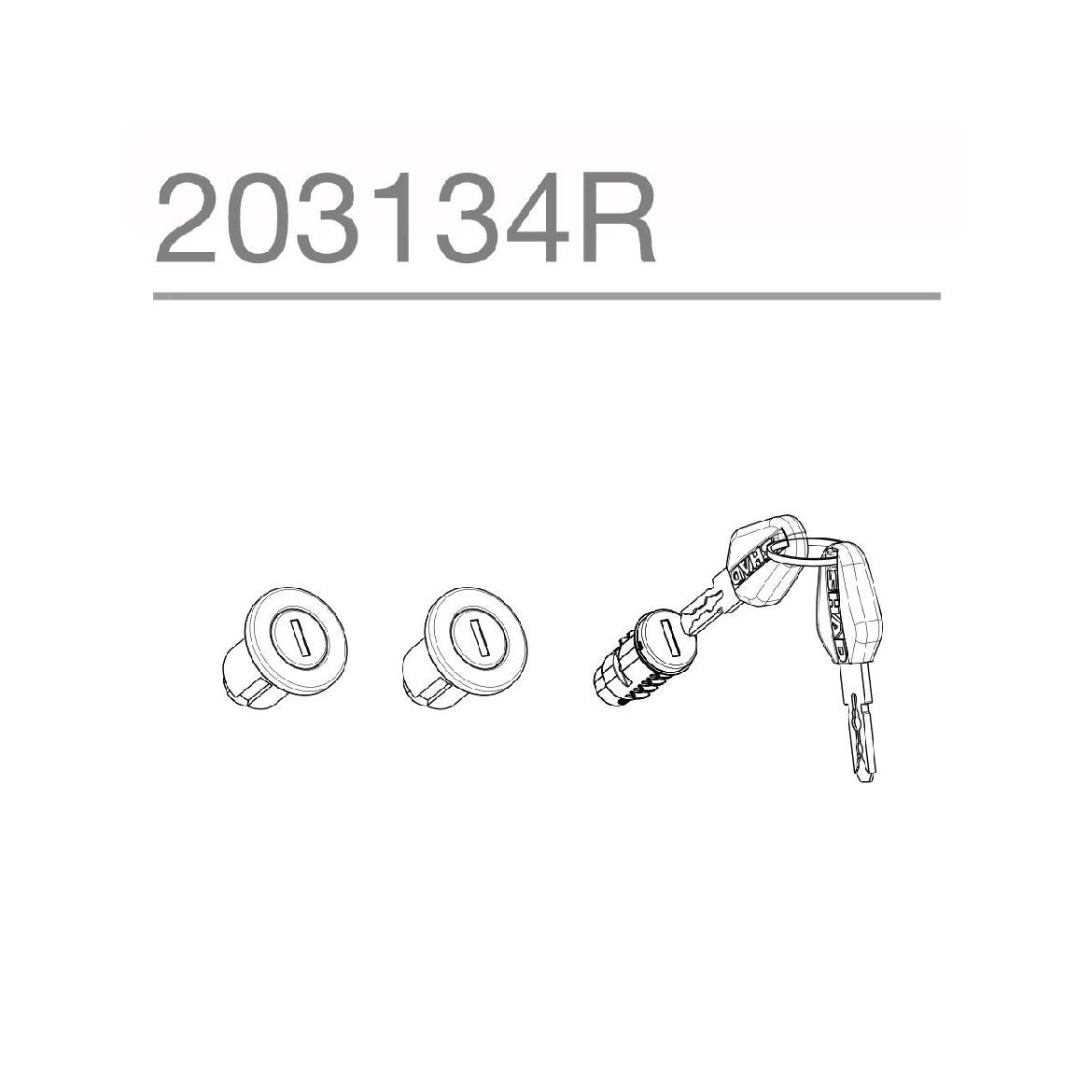 Shad Set mit 3 Schloss-Ersatzteilen, schwarzen Schlüsseln 203134R