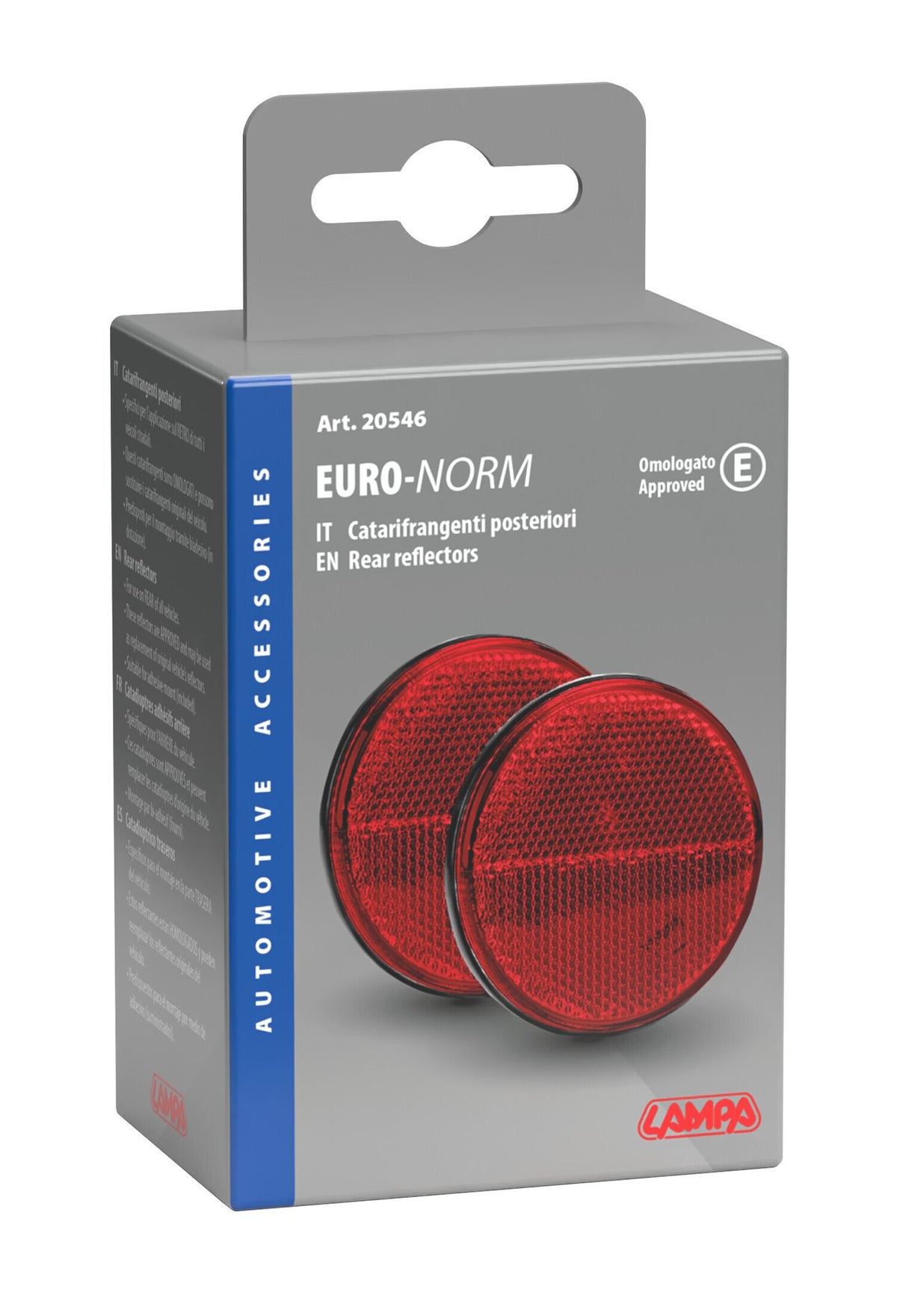Lampa Euro-Norm, catarifrangenti rotondi - 65 mm - Rosso 20546