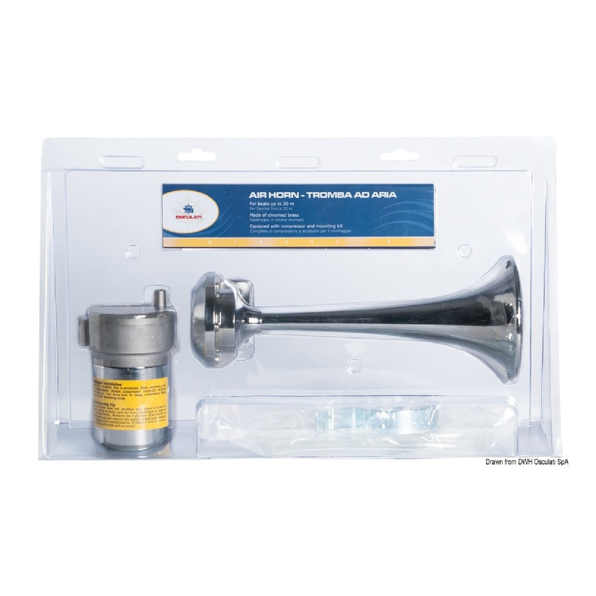 Osculati Chromed brass horn with compressor for boats up to 20 m 1 horn 21.442.12