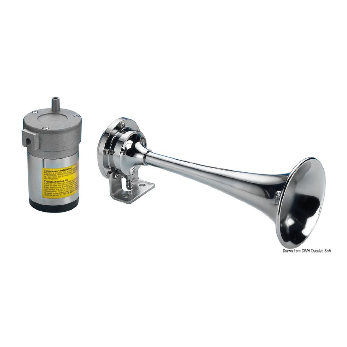 Osculati Tromba con compressore in ottone cromato per barche fino a 20 m 1 corno 21.442.12