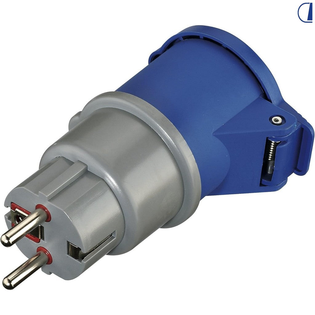 Di-Tec Adattatore da presa Schuko 16A maschio a CEE industriale femmina