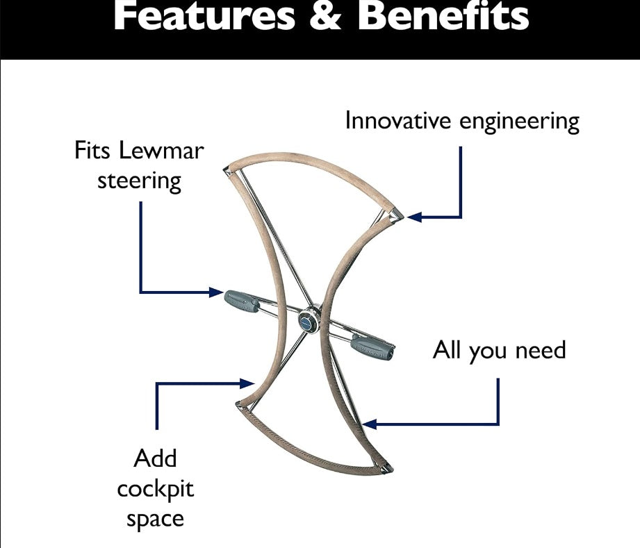 Lewmar 91cm Low Profile Folding Boat Wheel
