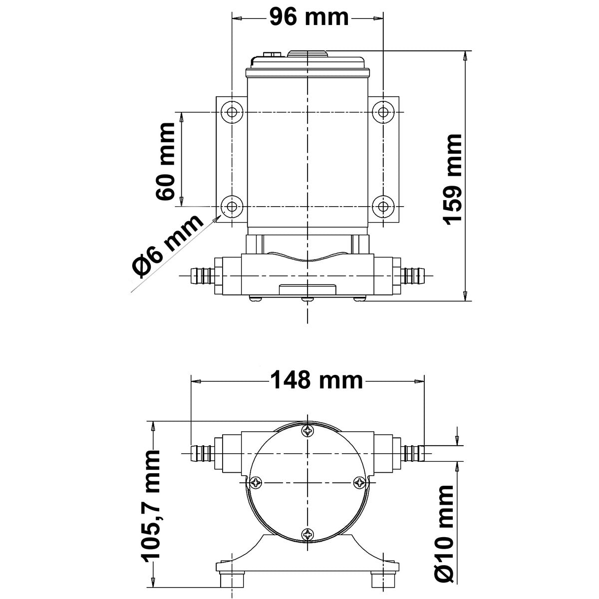 Trem Impeller Bilgenpumpe, 12 V, Fördermenge 30 l/min