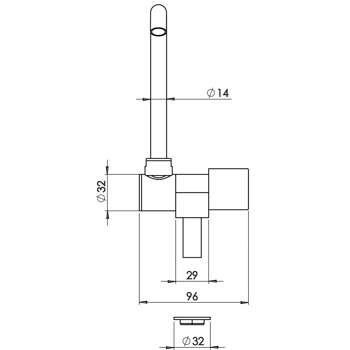Aqua cold water tap with high spout