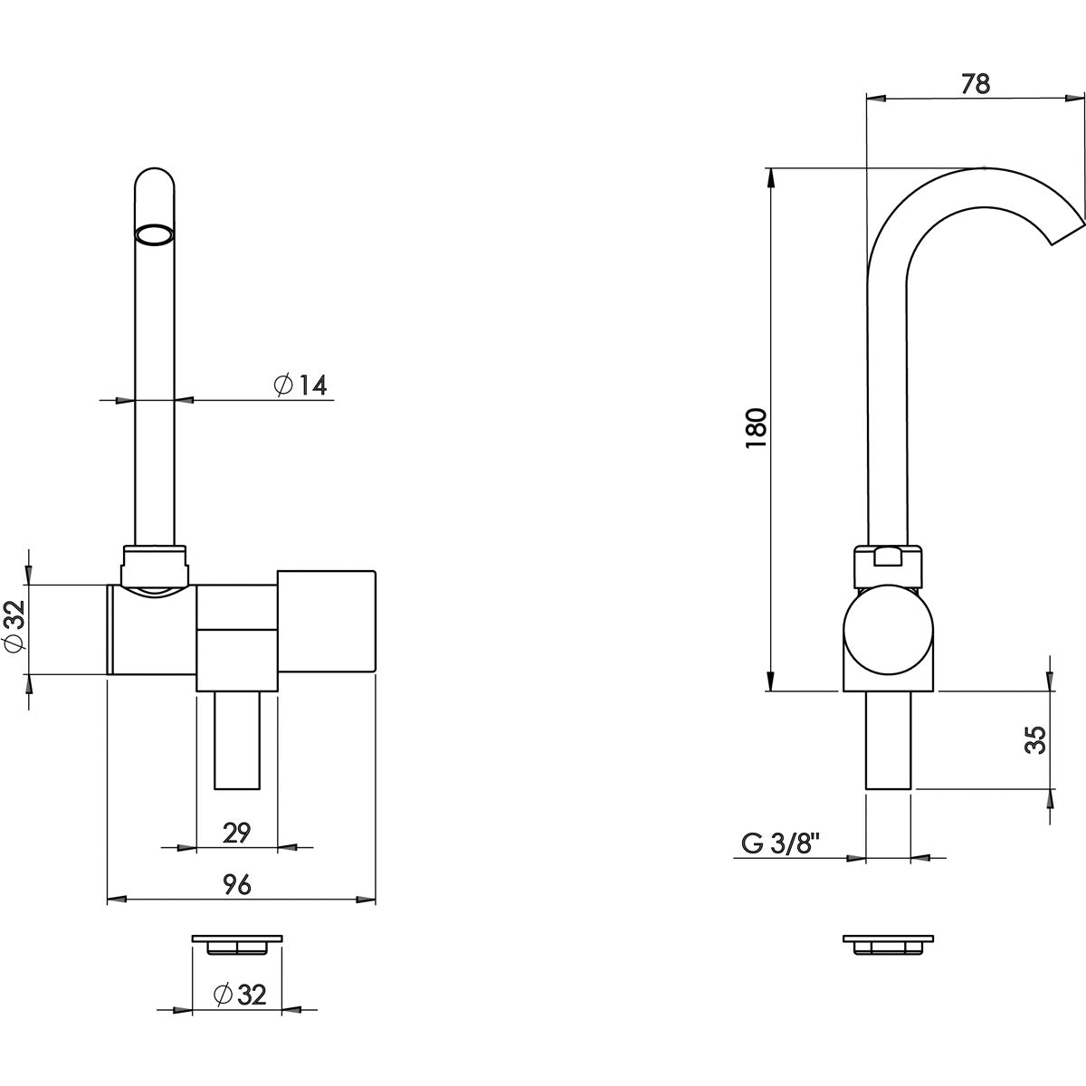 Aqua cold water tap with low spout