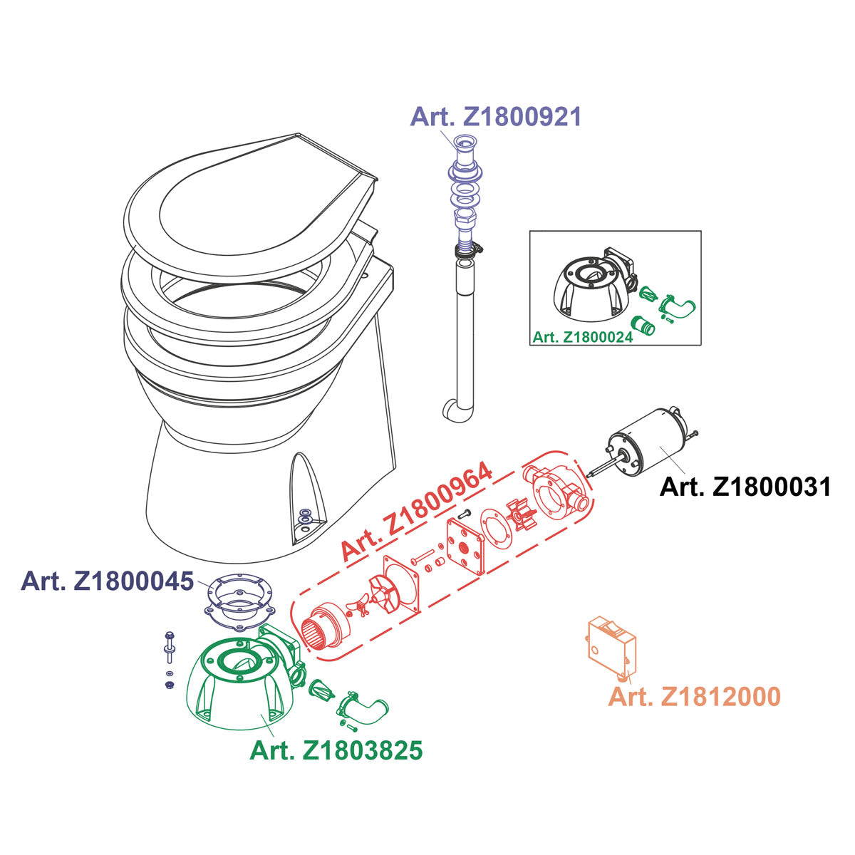 Trem Silent Elektrische Marine-Toilette