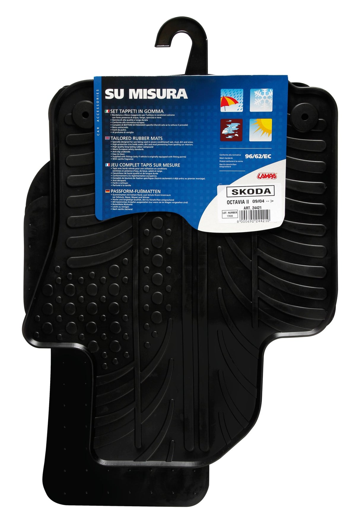 Set tappeti gomma Skoda Octavia 5p 09/04>02/13 Skoda Octavia Wagon 01/05>04/13 24421