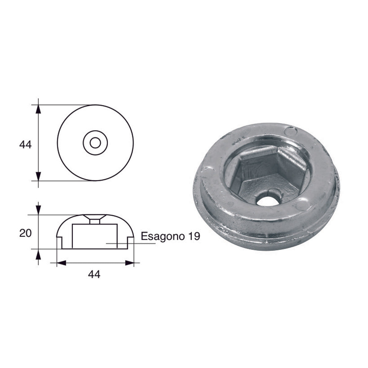 Fonp-Anode für Sleipner-Wellen und -Propeller, Artikelnummer: POLIPODIUM OG039
