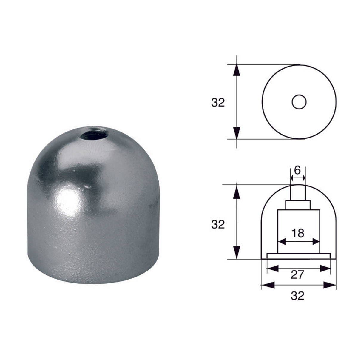 Fonp Anodo per assi ed eliche Max Power art. POLIPODIO OG043
