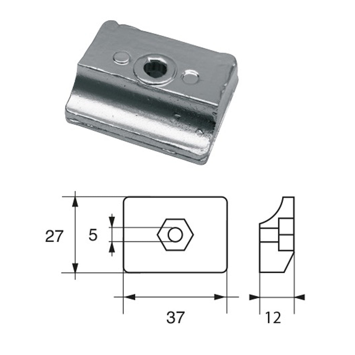 Ánodo Fonp para motores Bombardier (Johnson-Evinrude-OMC) artículo: POLIPODIUM OM017