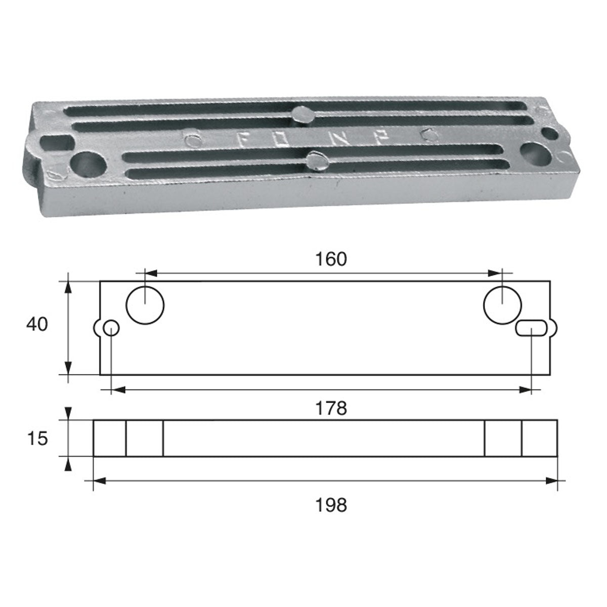 Ánodo Fonp para motores Bombardier (Johnson-Evinrude-OMC) artículo: POLIPODIUM OM023