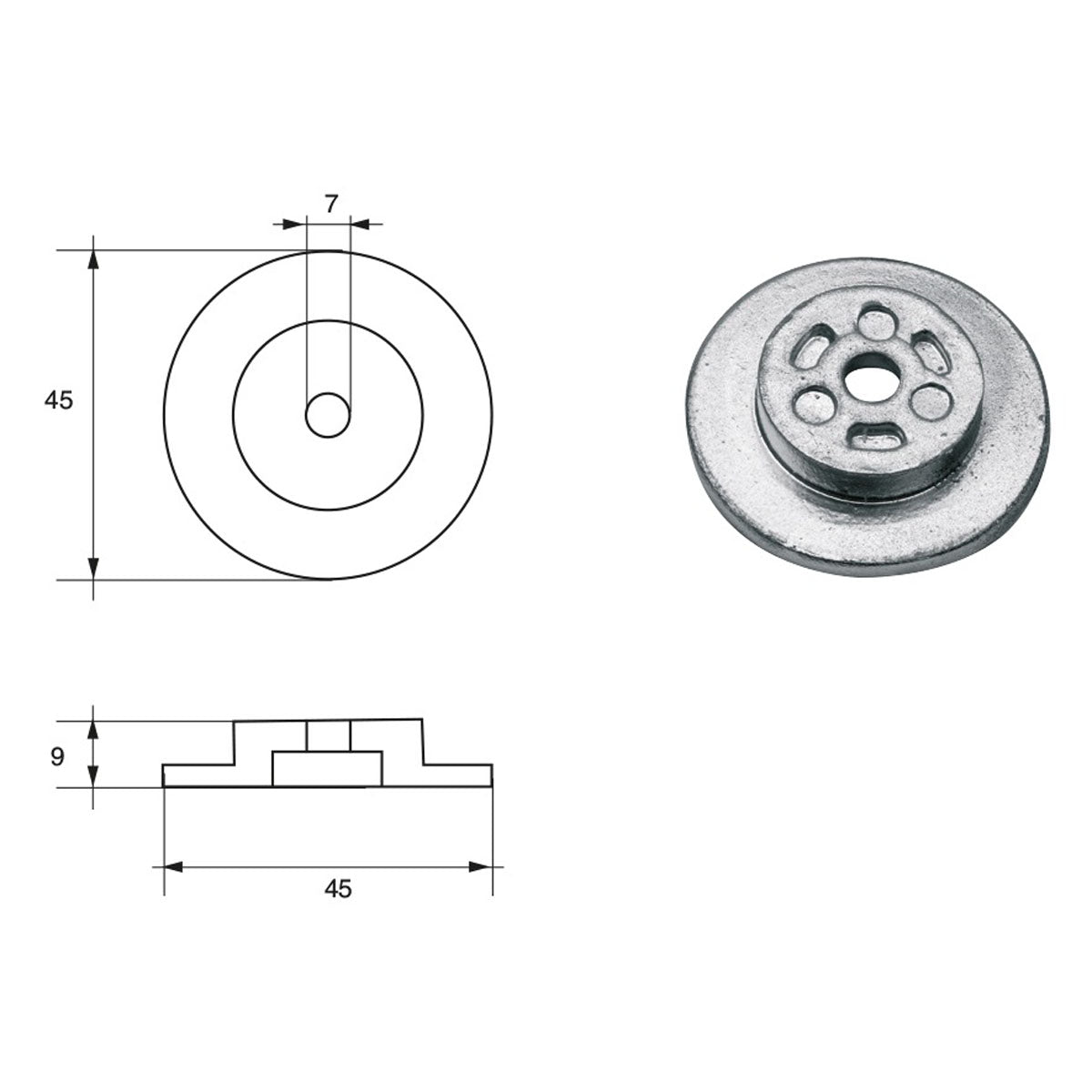 Fonp-Anode für Tohatsu-Nissan-Motoren, Art.-Nr. POLYPODIUM TH006