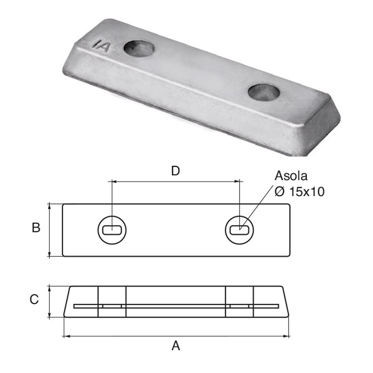 Ánodo Fonp para motores Volvo Penta, artículo n.° POLIPODIUM VP028