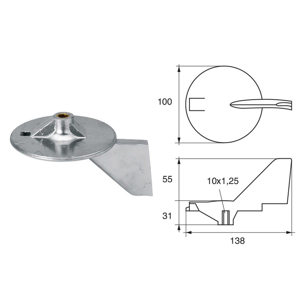 Fonp Anodo per motori Yamaha-Mariner