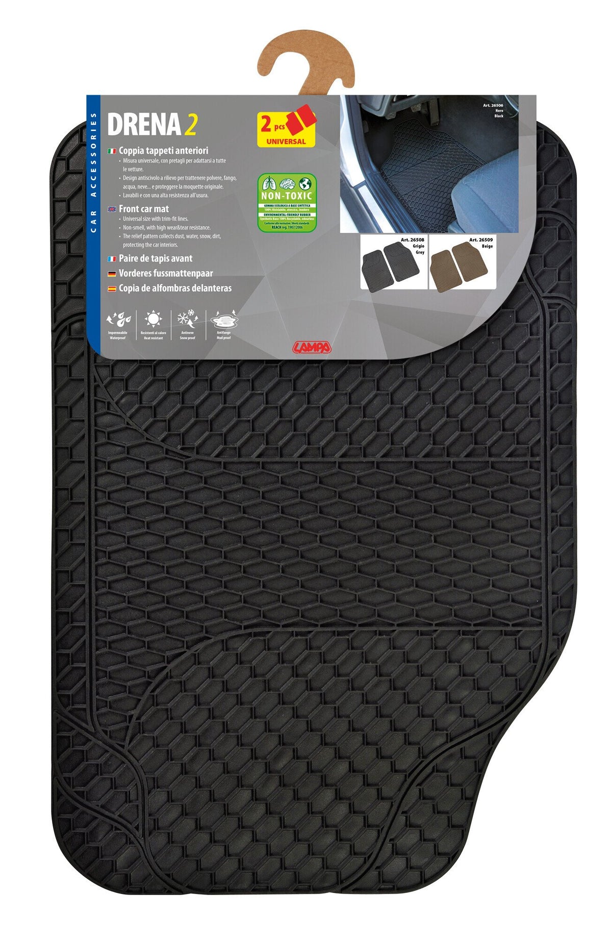 Lampa Drena 2 Tappeti Anteriori Universali in PVC - Nero