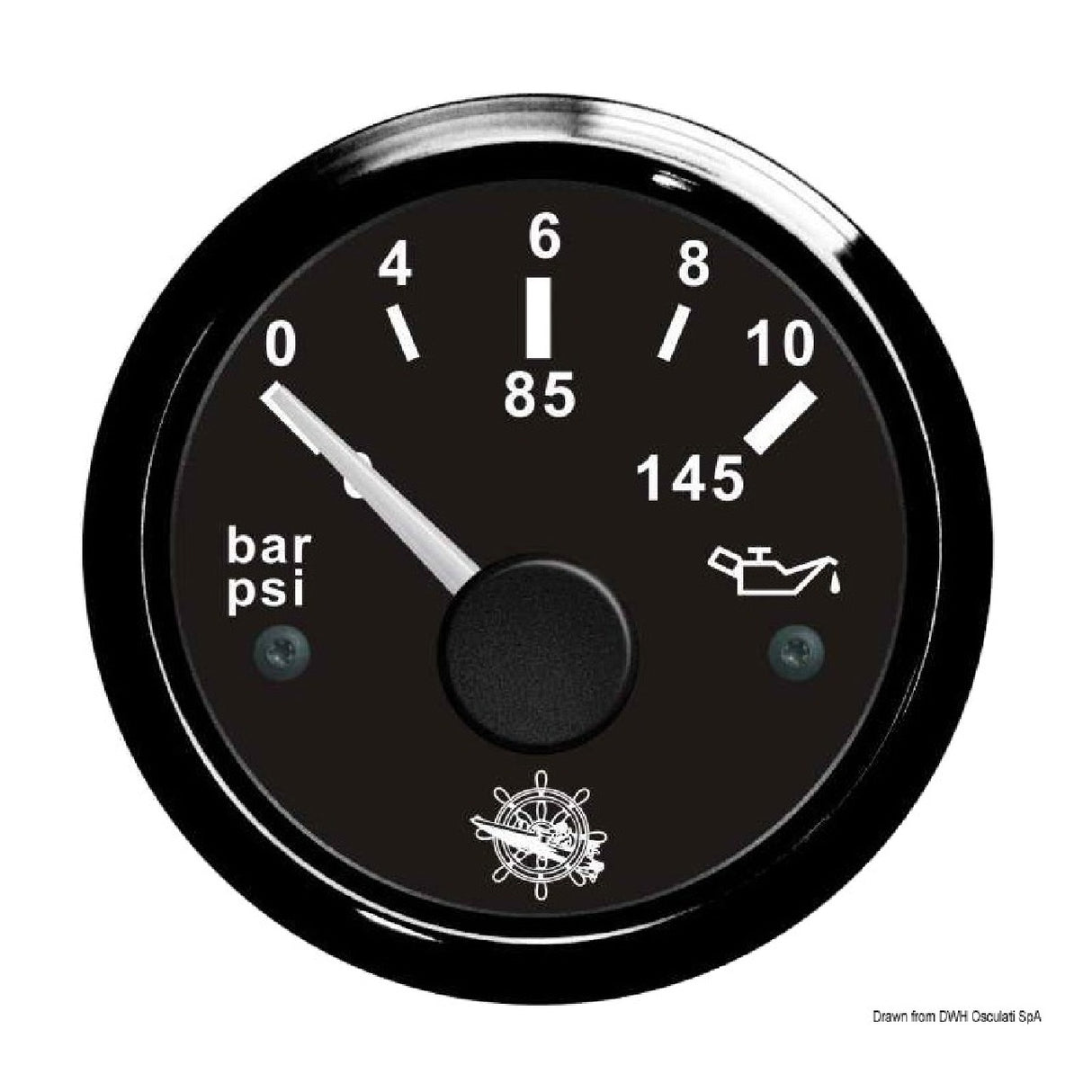 Indicador de presión de aceite Osculati 0/10 bar negro/negro 27.320.11