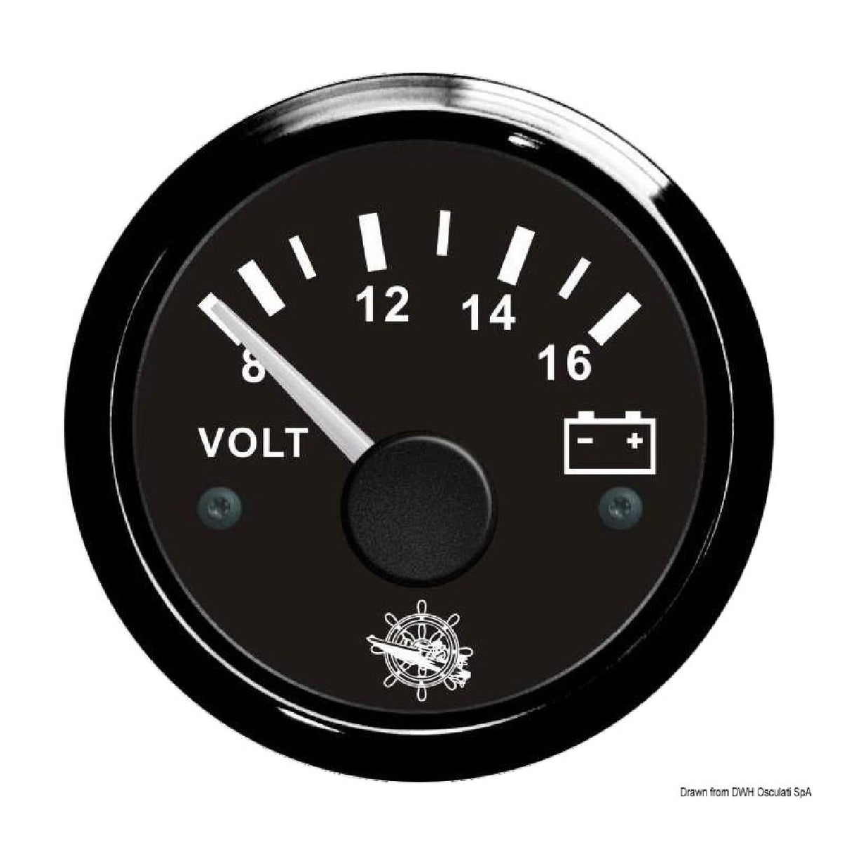 Osculati Voltmeter 8/16 V schwarz/schwarz 27.320.14