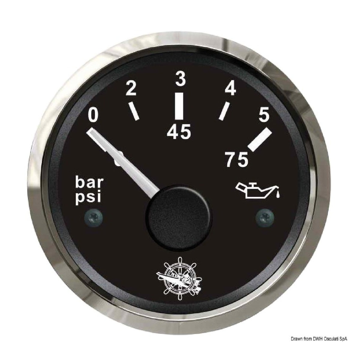 Indicador de presión de aceite Osculati 0/5 bar negro/brillante 27.321.10